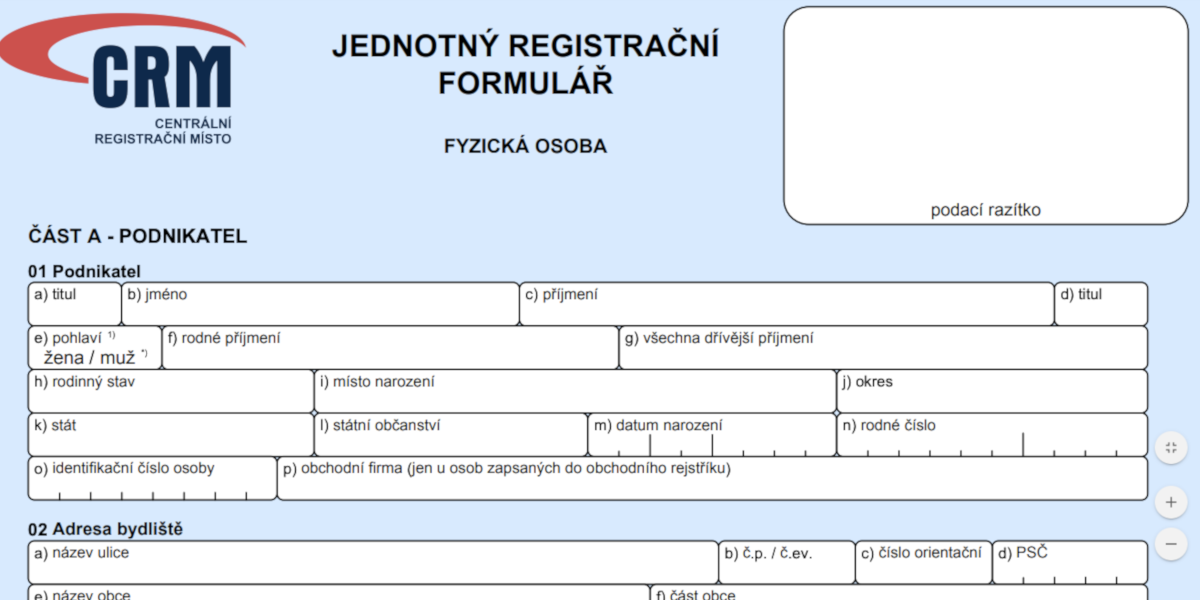 Jednotný registrační formulář JRF